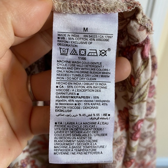 OLD NAVY Floral-Print Tie-Neck Midi Dress, Medium Bohemian Cottagecore Peasant - Picture 14 of 14